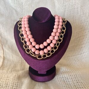 Park Lane Pink Beaded & Gold Chain Statement Necklace